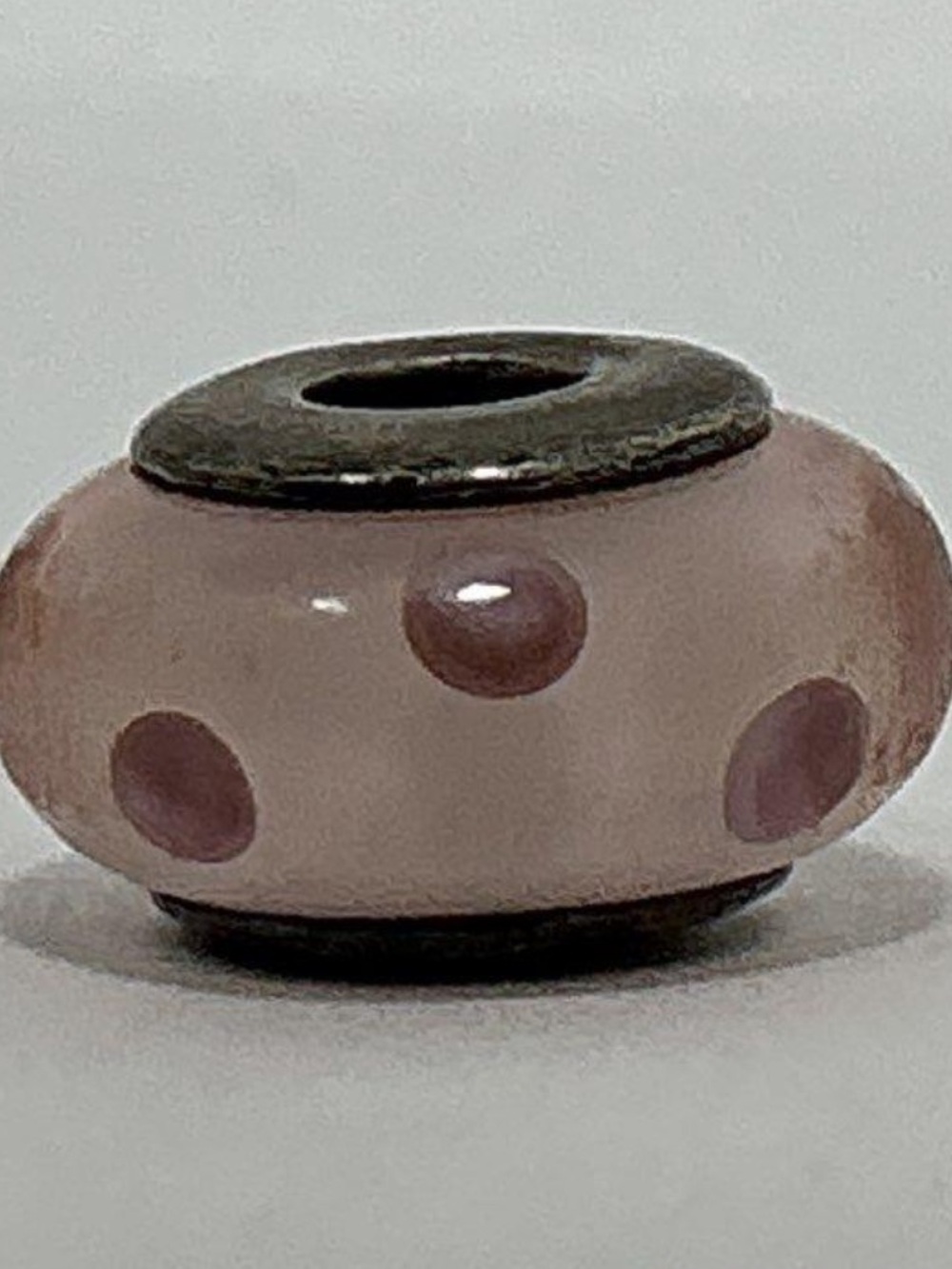 Women’s Pandora Murano Glass Bead Charm in Pale Pink with Polka Dots